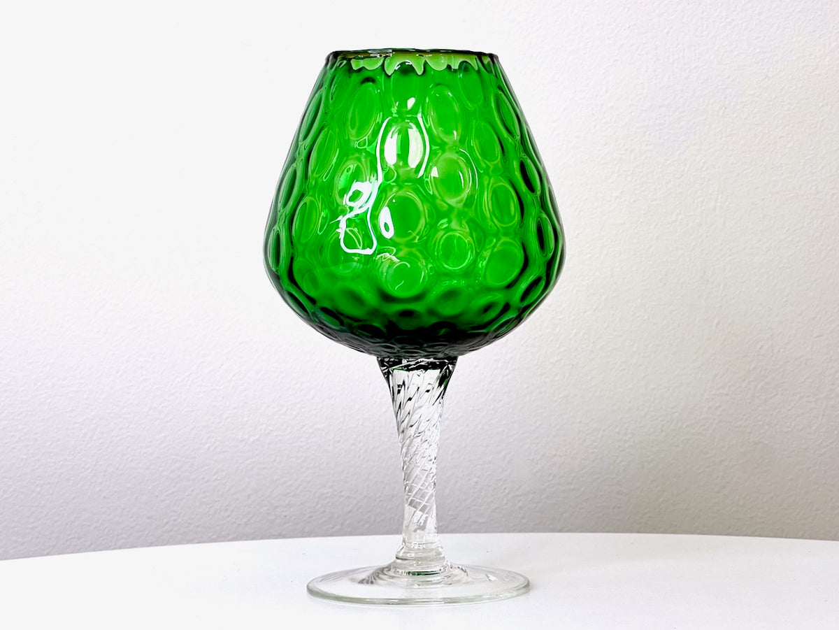 Empoli 8" Glass Candy Dish / Brandy Balloon, in Forest Green Made in