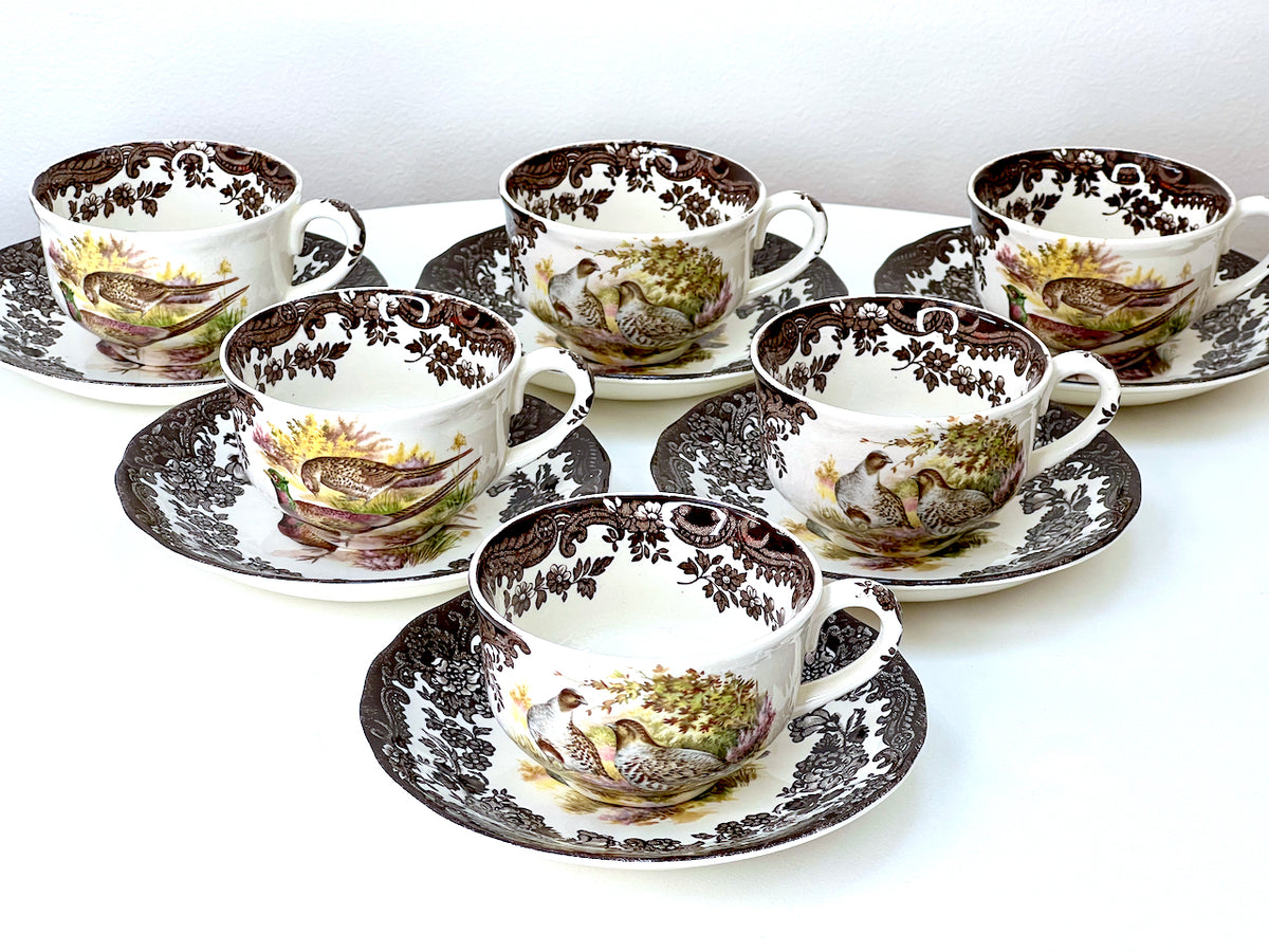 Palissy Pottery (England) 'Game Series Birds' Teacups and Saucers (s That Retro Piece