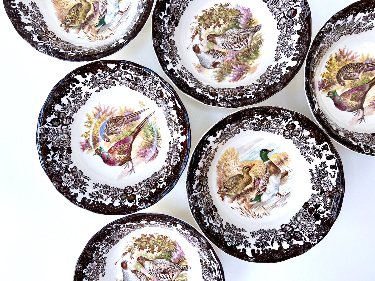 Palissy Pottery (England) 'Game Series Birds' Cereal Bowls (set x6