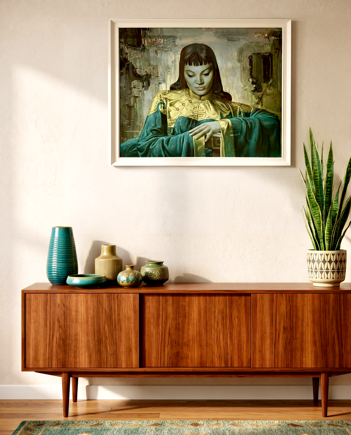 Vladimir Tretchikoff (Afrique du Sud) « La Dame d'Orient », impression vintage encadrée de 76 cm | Vers les années 1960 *RARE DÉCOUVERTE*