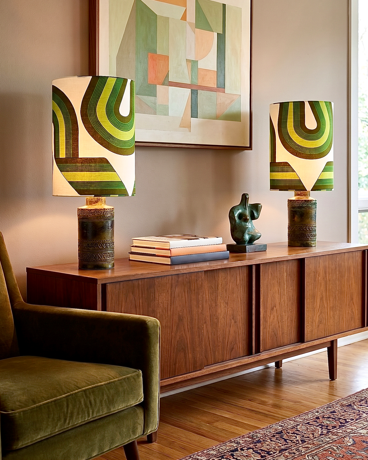 Bitossi (Italy) 'Via Veneto' 25" Table Lamps, with Hand-Made Lampshades [Set x2] *RARE FIND*