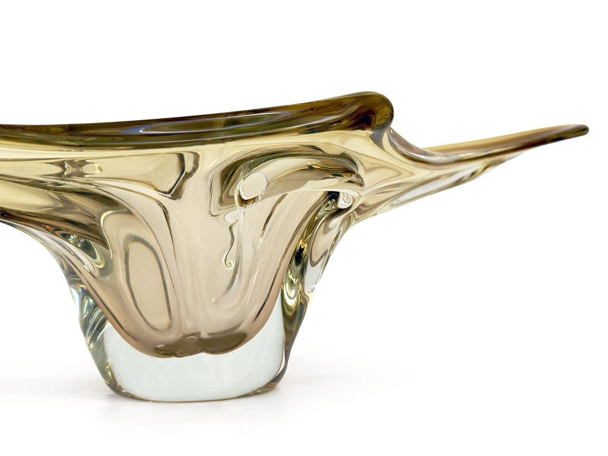 Chalet Artistic Glass (Canada) Centre de table XXL en verre d'art de 67 cm (26,5 po), couleur ambre *PIÈCE RARE*
