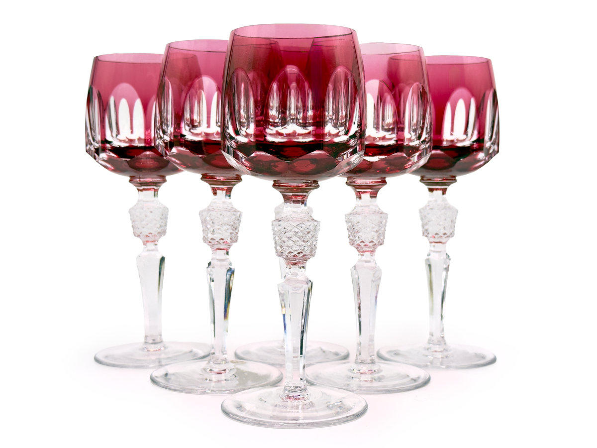 Copas de vino blanco de cristal Hoya Crystal (Japón) [Juego de 6]