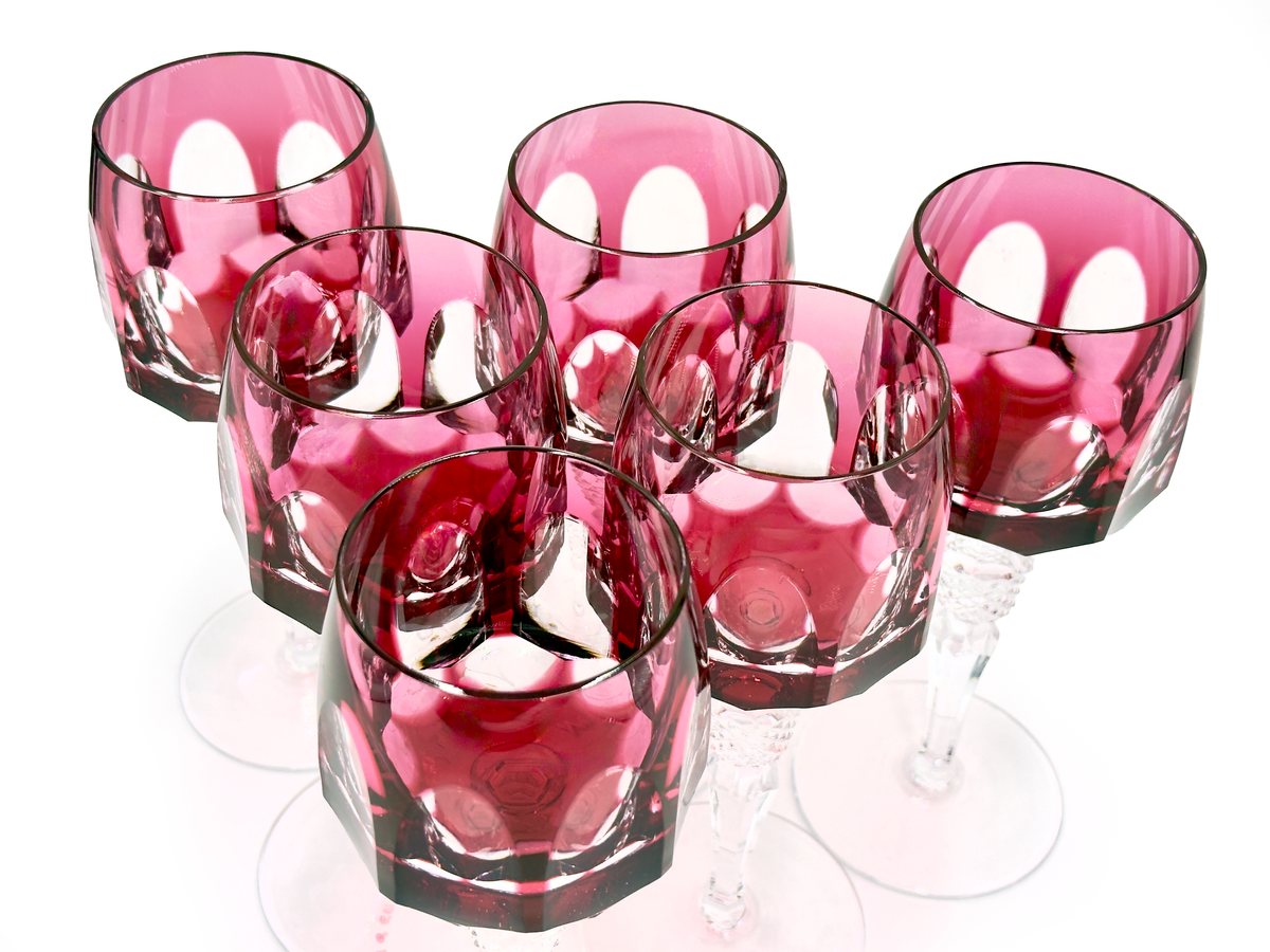 Copas de vino blanco de cristal Hoya Crystal (Japón) [Juego de 6]