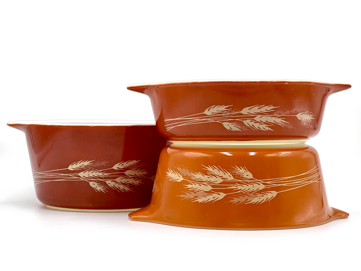 Cacerolas redondas PYREX (EE. UU.) "Cosecha de otoño" | Modelos n.° 471, n.° 472 y n.° 473