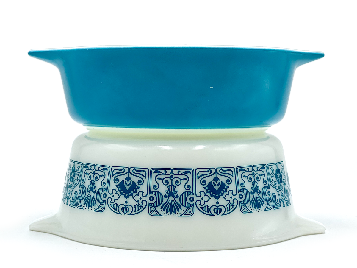 Cacerolas redondas PYREX (EE. UU.) 'Horizon Blue' | Modelos n.° 471 y n.° 472