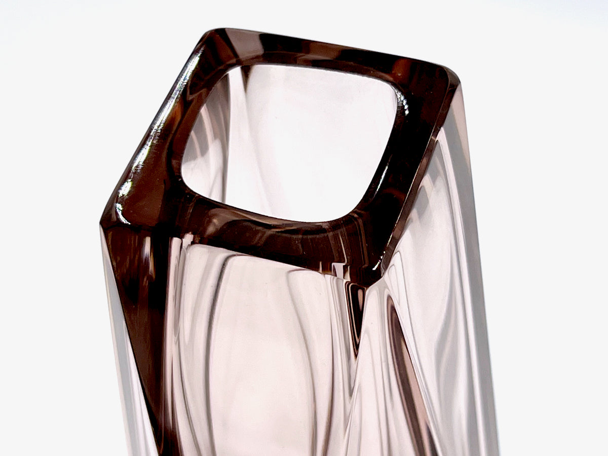 Mandruzzato (Murano, Italy) Faceted Art Glass 'Gocca' 12" Block Vase, in Dusty Pink