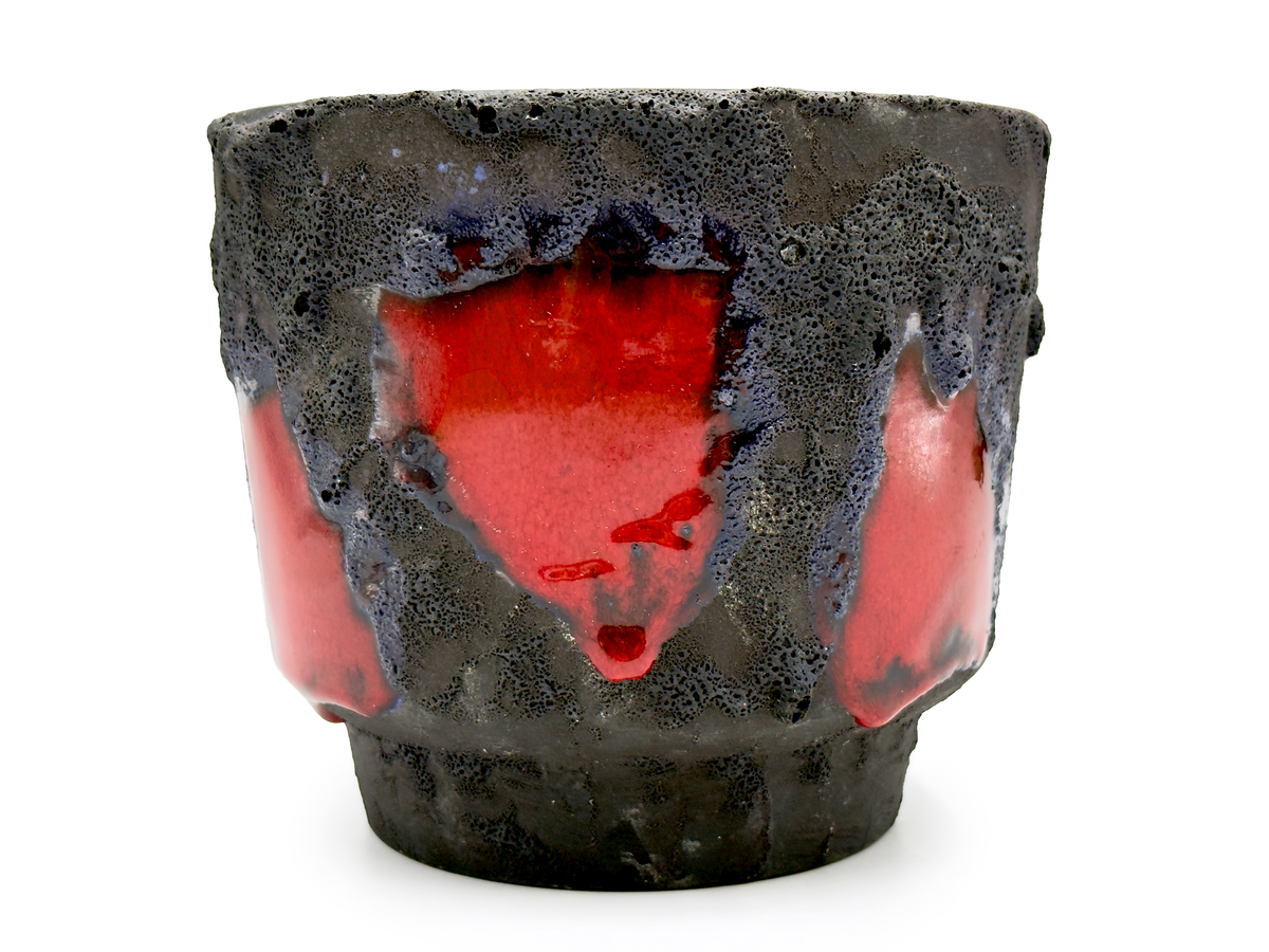 Marei Keramik (West Germany) 6" Planter, in Red/Charcoal
