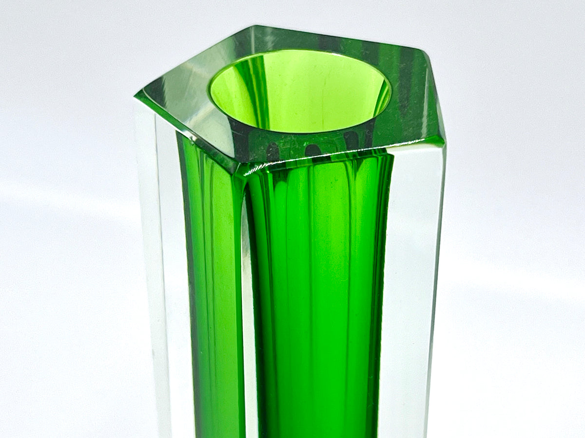 Faceted Art Glass 6" Block Vase | Made in Murano, Italy