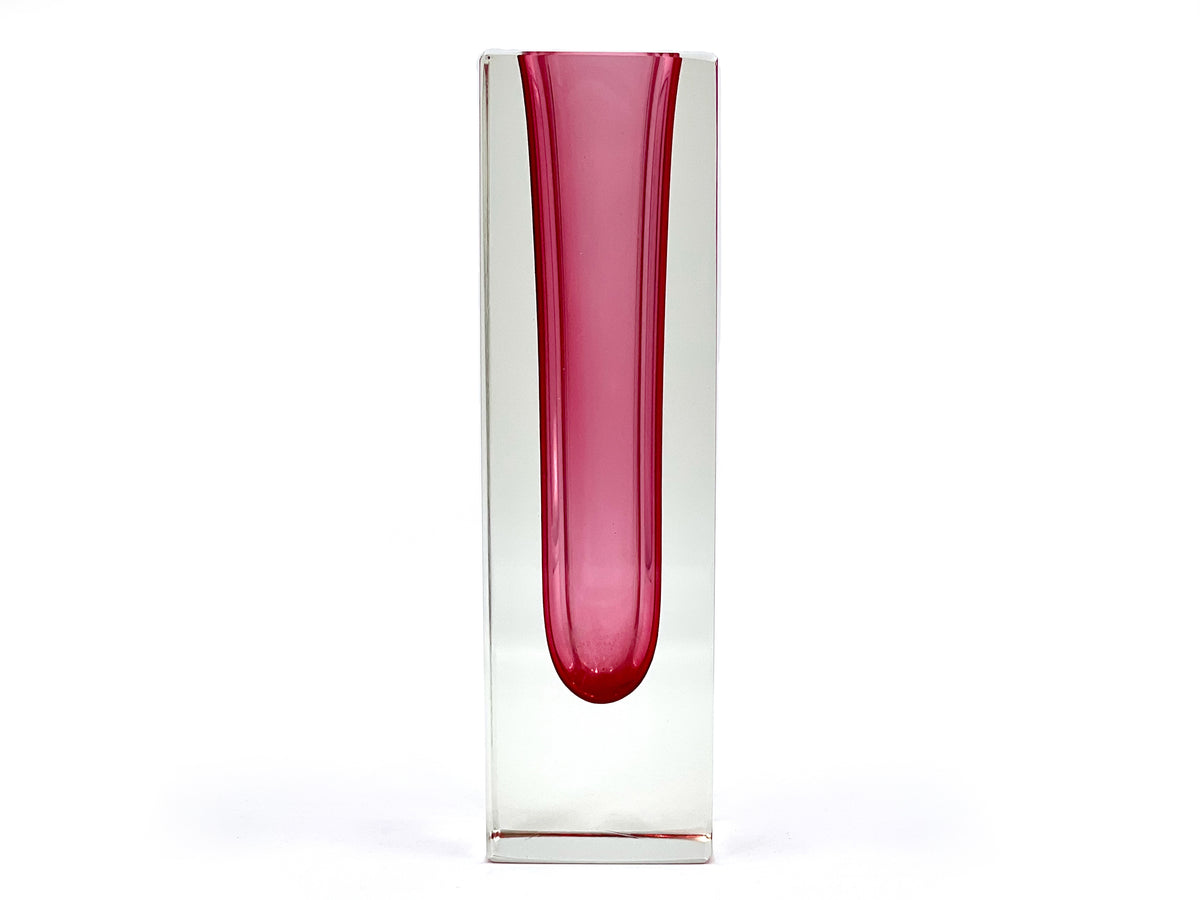 Mandruzzato (Murano, Italy) Faceted Art Glass 'Quadrato' 6" Block Vase