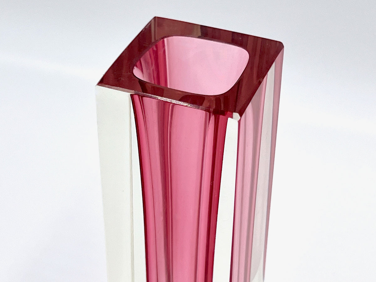 Mandruzzato (Murano, Italy) Faceted Art Glass 'Quadrato' 6" Block Vase
