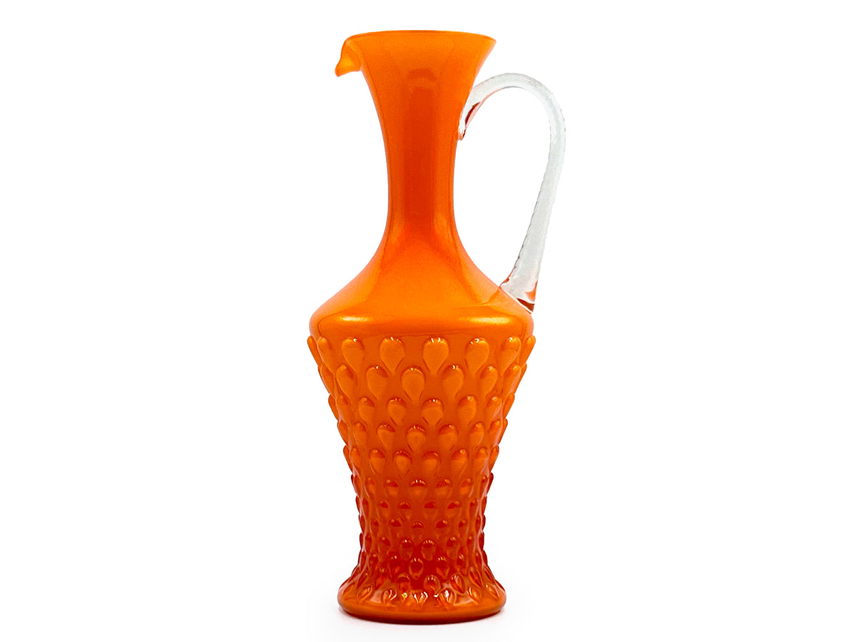 Jarra de vidrio Stelvia (Empoli, Italia) de su gama Opalina Fiorentina | Jarra de vidrio con revestimiento de 37 cm, color naranja