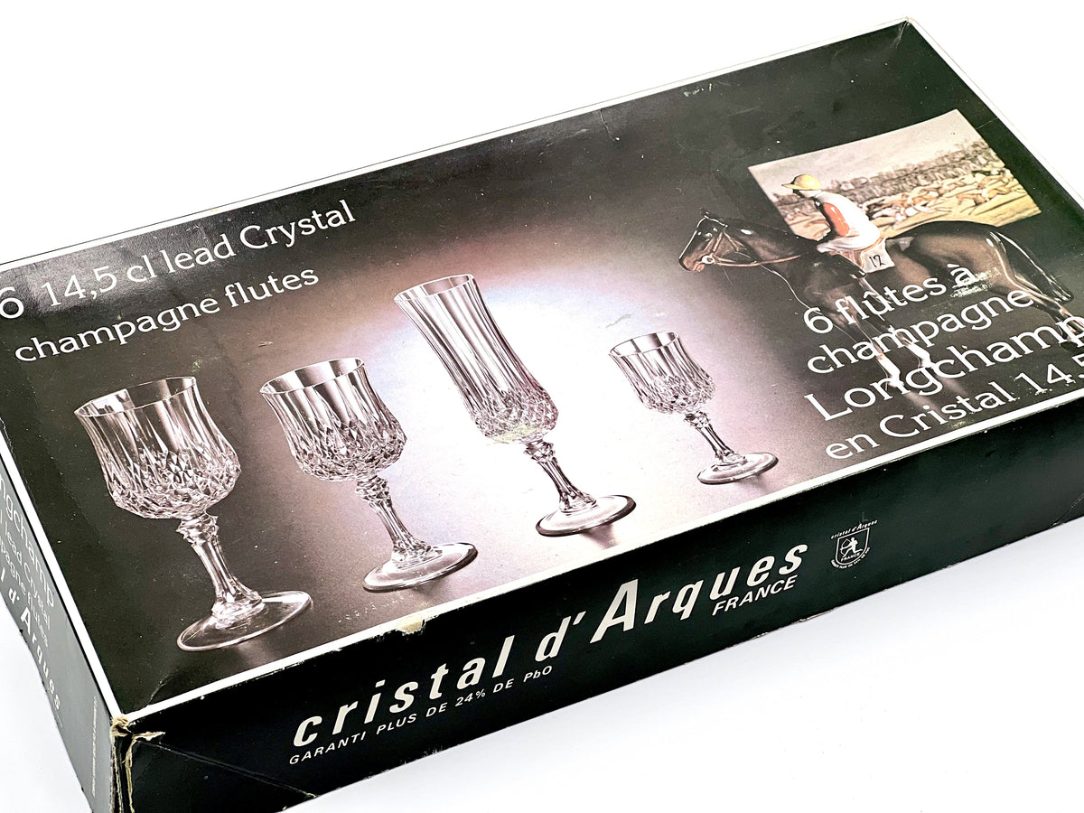 Cristal D'Arques-Durand (France) 'Longchamp' Crystal Champagne Flute Glasses [Set x6] - That Retro Piece