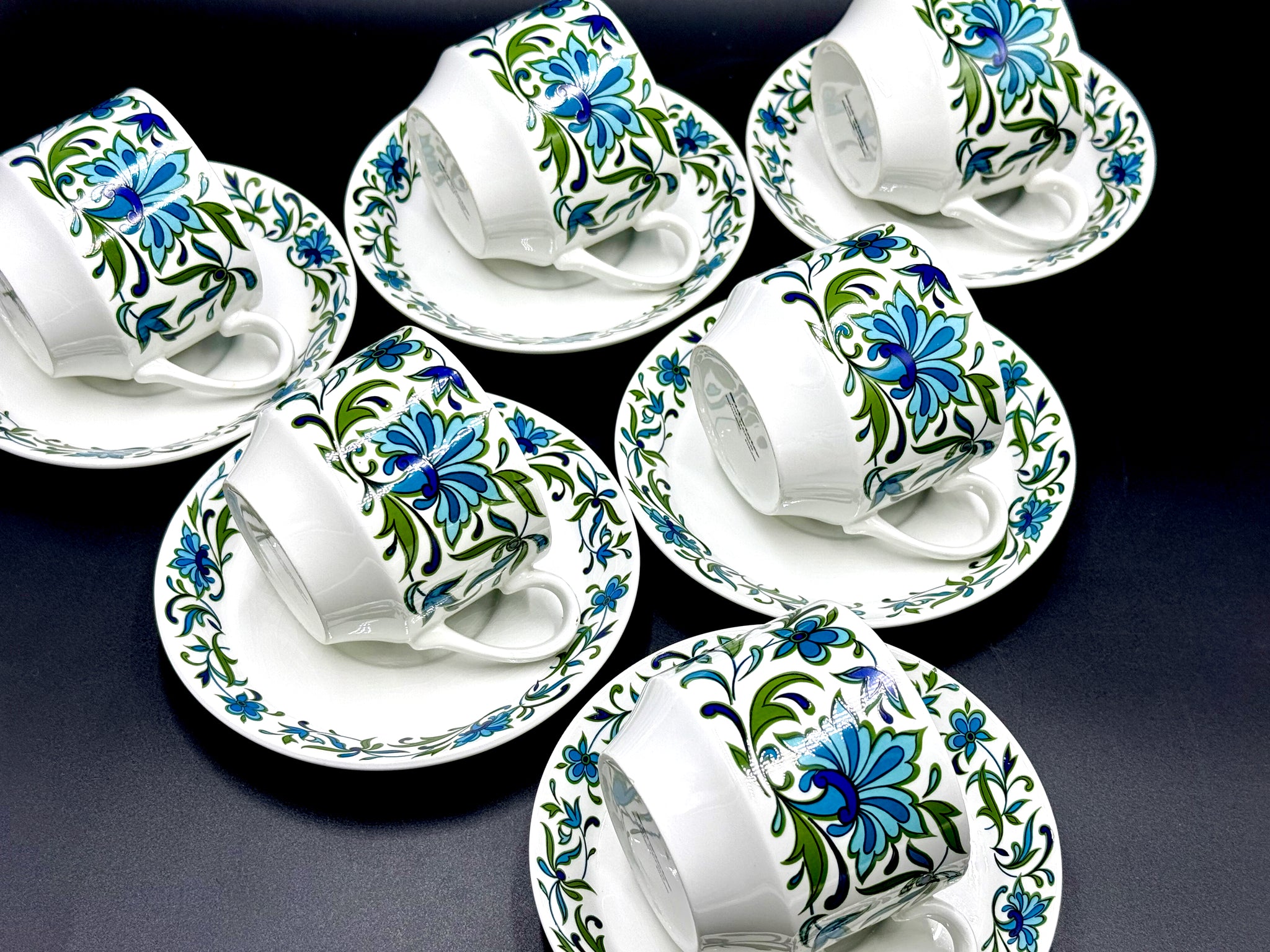 Midwinter (England) 'Spanish Garden' Cups and Saucers (Set x6