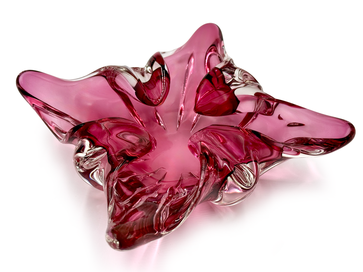 Cendrier/bol en verre d'art Sanyu Glass (Japon), 24 cm, rose