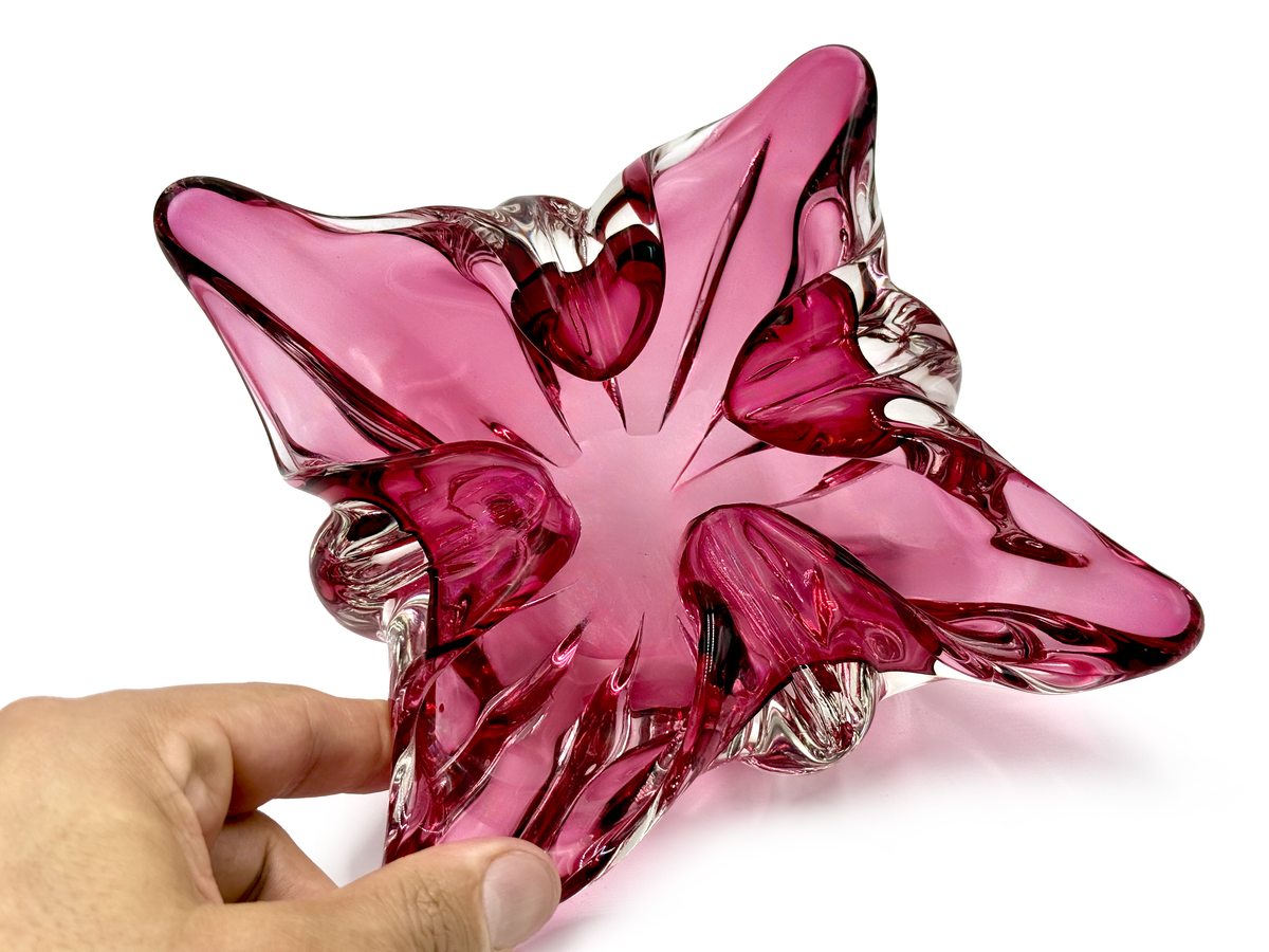 Cendrier/bol en verre d'art Sanyu Glass (Japon), 24 cm, rose