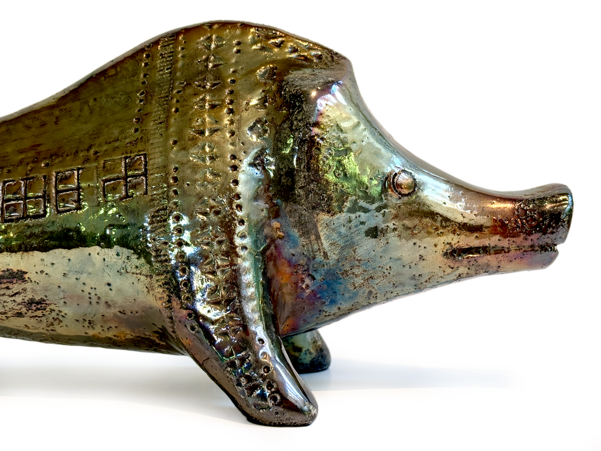 Bitossi (Italy) Metallic 'Rimini' 15" Boar *RARE FIND*