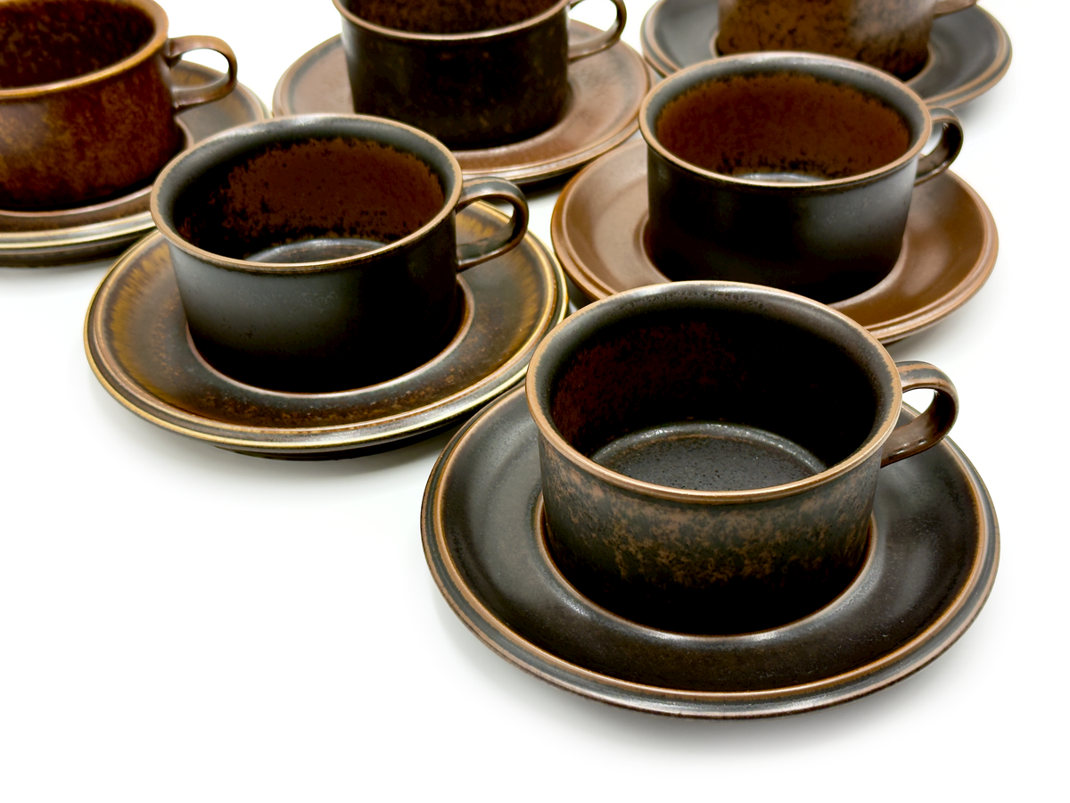 Arabia (Finland) 'Ruska' Flat Cup and Saucer [Sold Separately]