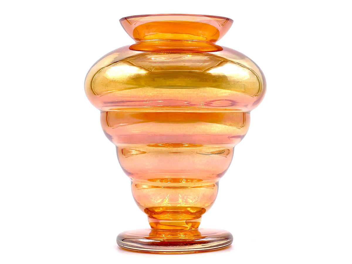 Jarrón "Melon Rib" de 19 cm, color caléndula, de Crown Crystal Glass (Australia)