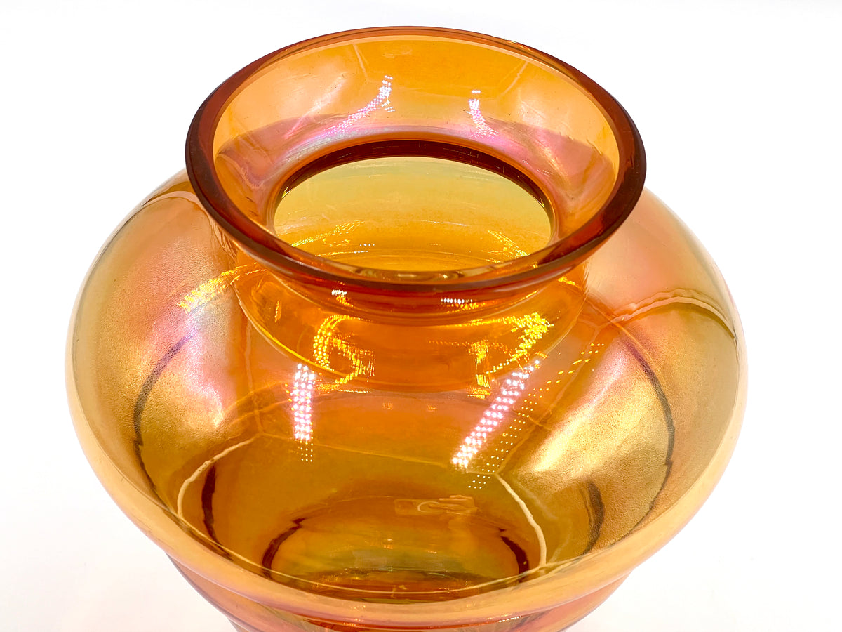 Jarrón "Melon Rib" de 19 cm, color caléndula, de Crown Crystal Glass (Australia)