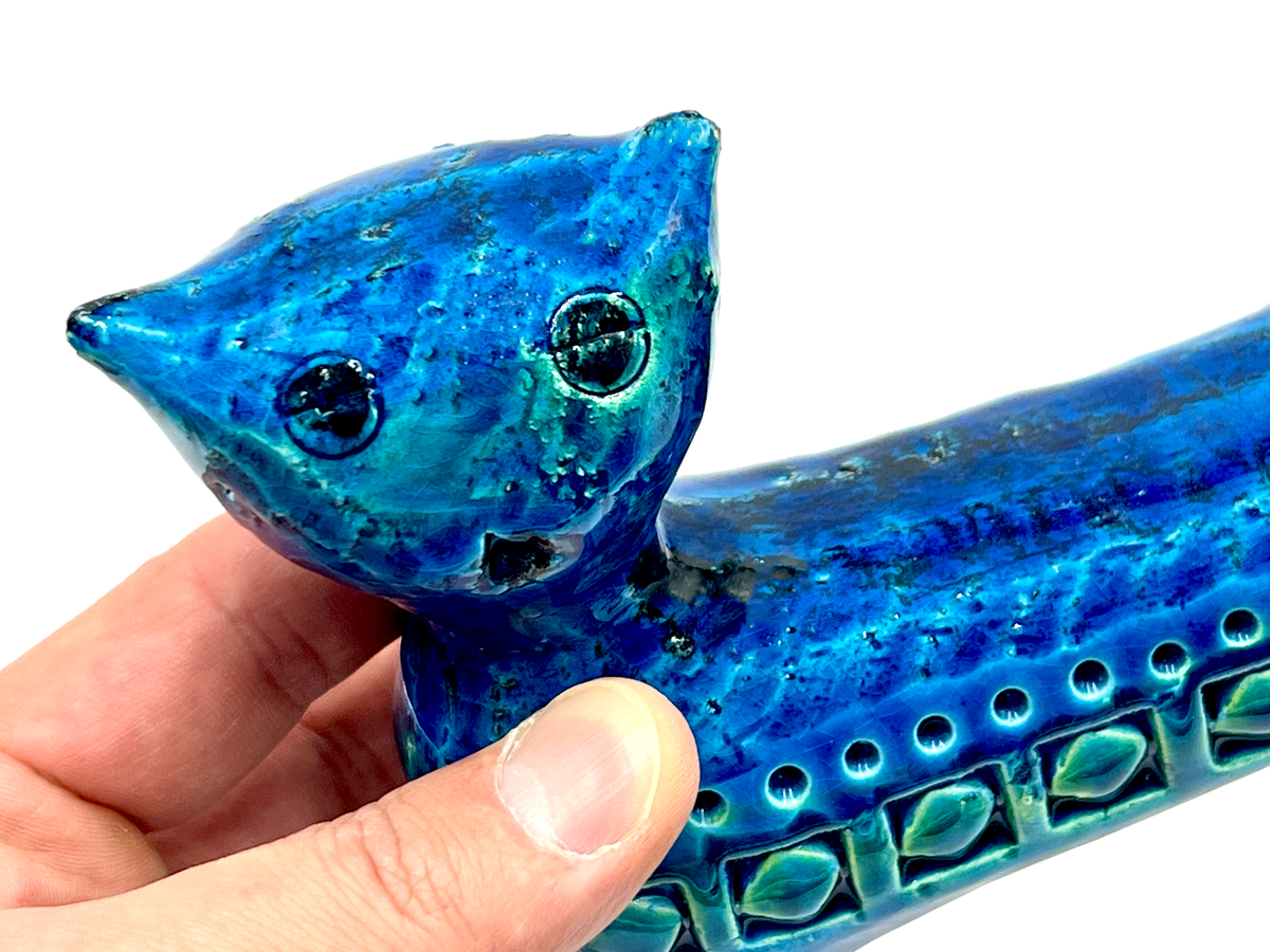 Bitossi (Italy) 'Rimini Blu' 7" Long Cat