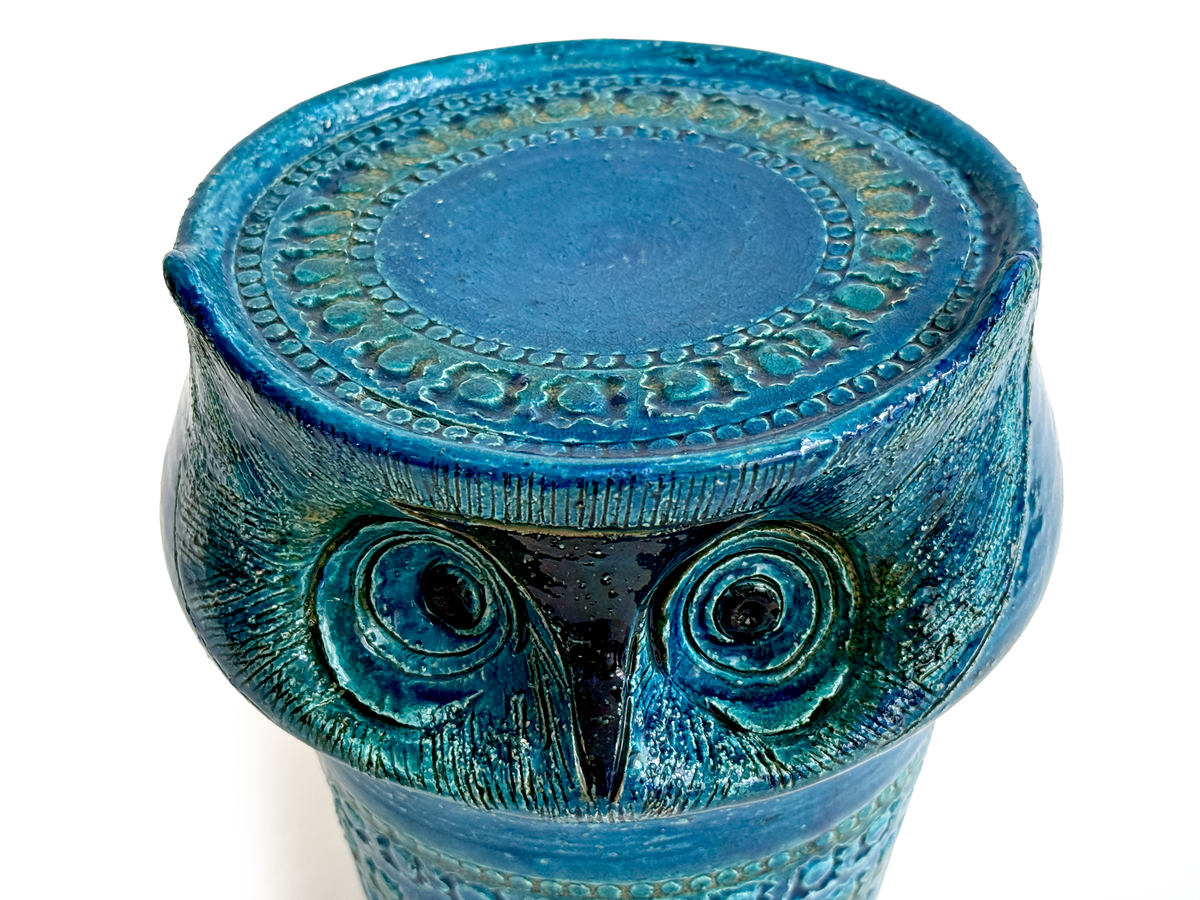 Bitossi (Italy) 'Raviolo' in Blue, 8" Owl *RARE FIND*