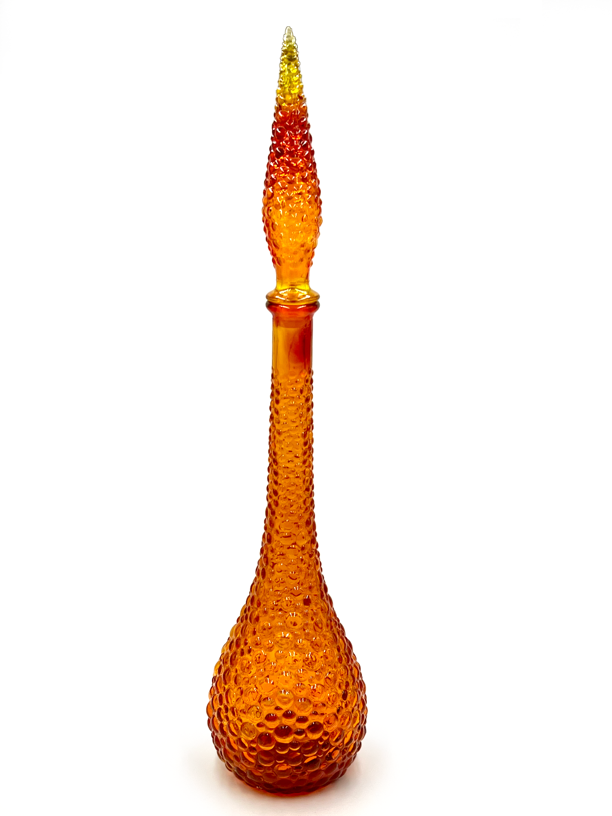 Store Vintage Empoli Amber Hobnail Decanter Genie Bottle Bubble Glass