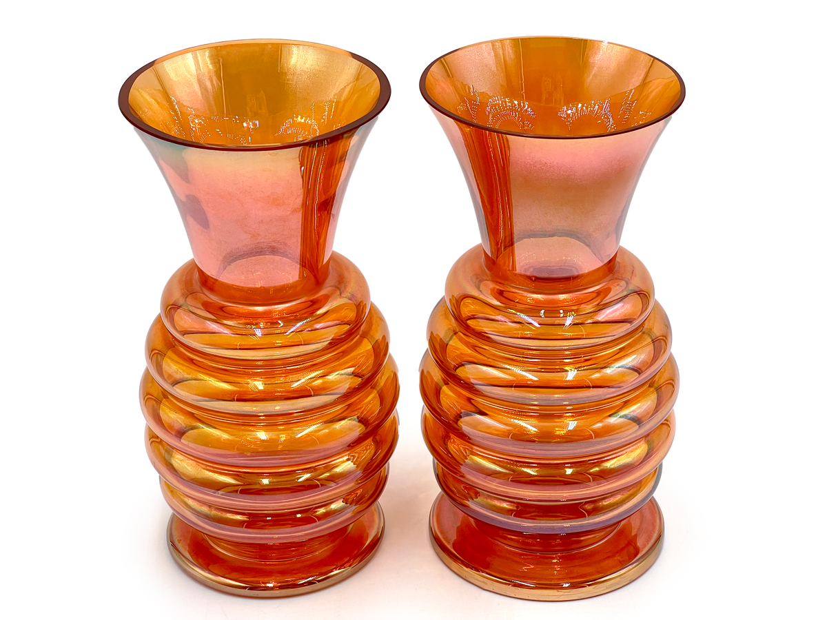 Jarrones Crown Crystal Glass (Australia) 'Melon Rib' de 19 cm, color caléndula [Se venden por separado]