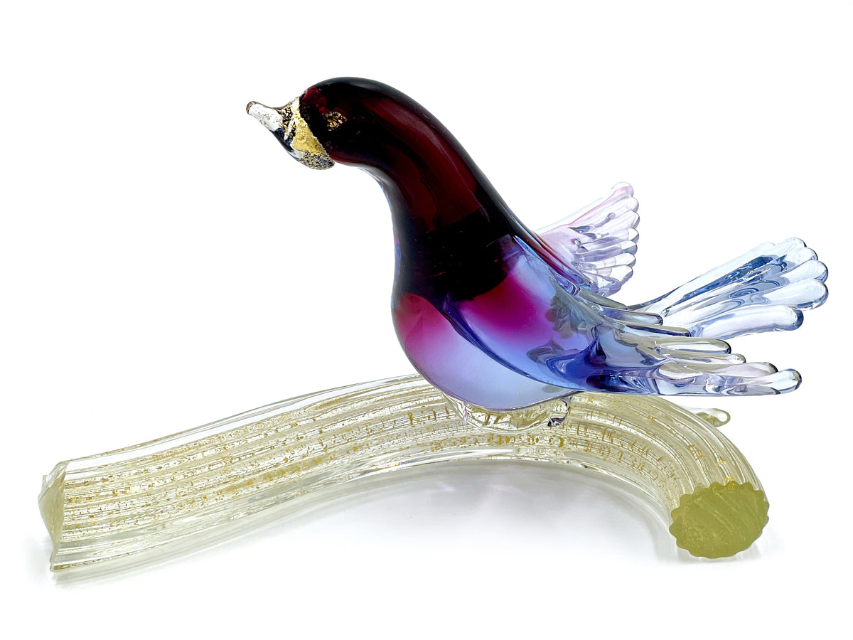 Arte Vetraria Muranese / AVEM (Murano, Italie) Art Glass 8 » Oiseau sur branche *RARE FIND*
