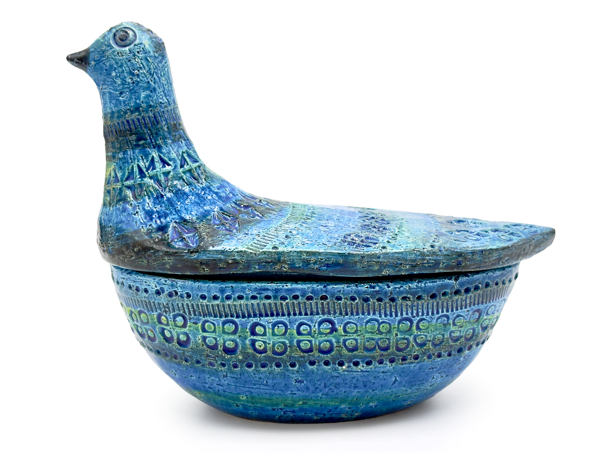 Bitossi (Italy) 'Rimini Blu' 9" Bird Trinket Box *RARE FIND*