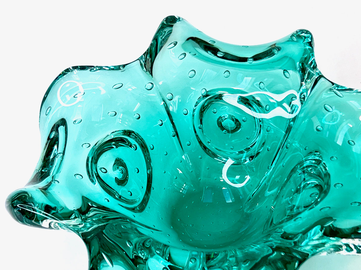 Cenicero de cristal artístico en turquesa | Fabricado en Murano, Italia