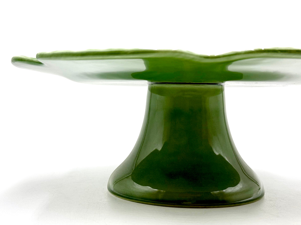 Bordallo Pinheiro (Portugal) 'Cabbage' in Green, 12" Pedestal Cake Stand