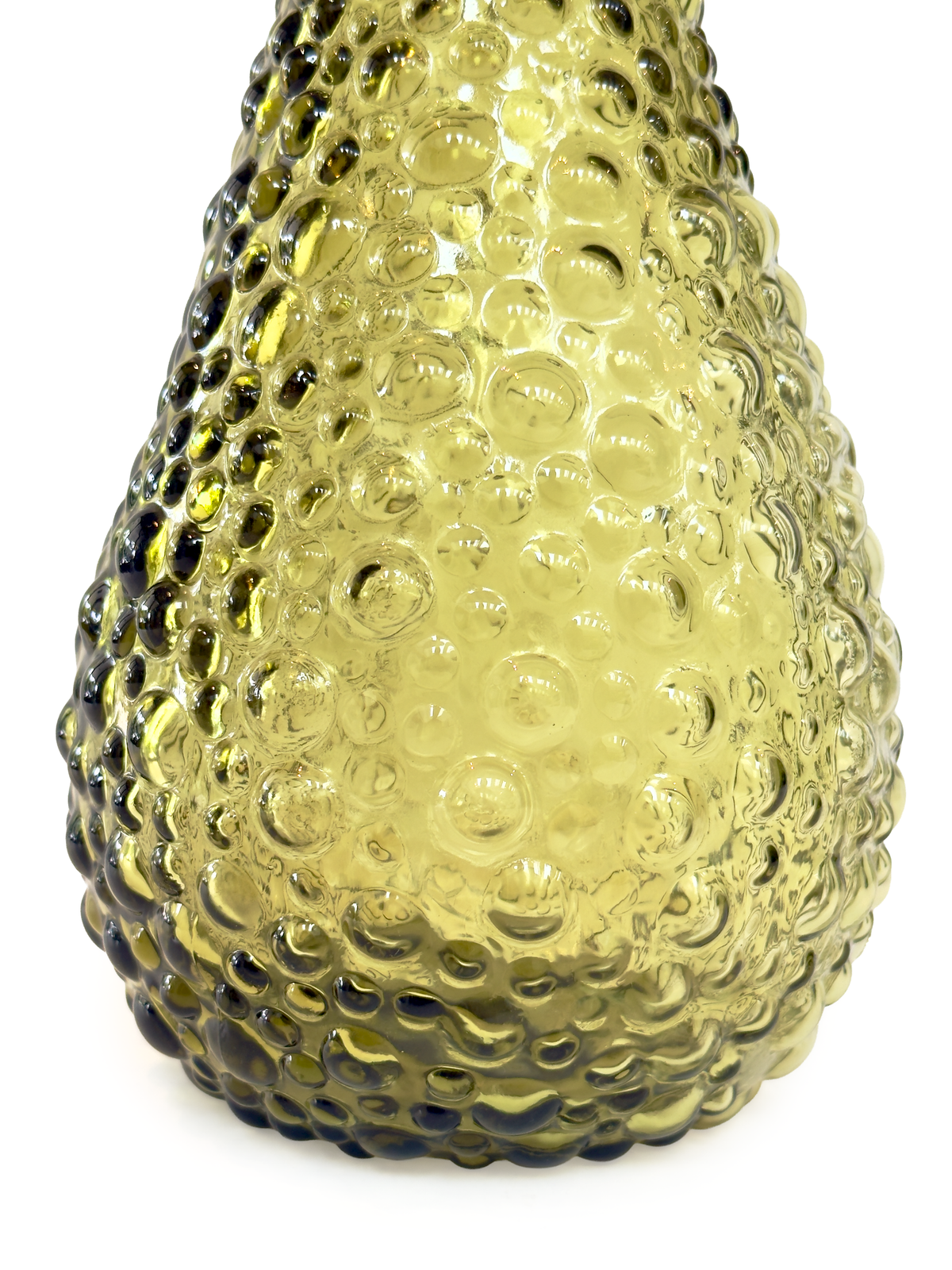 Decantador/botella alto de 56 cm, 'Hobnail/Bubble', verde oliva | Fabricado en Empoli, Italia