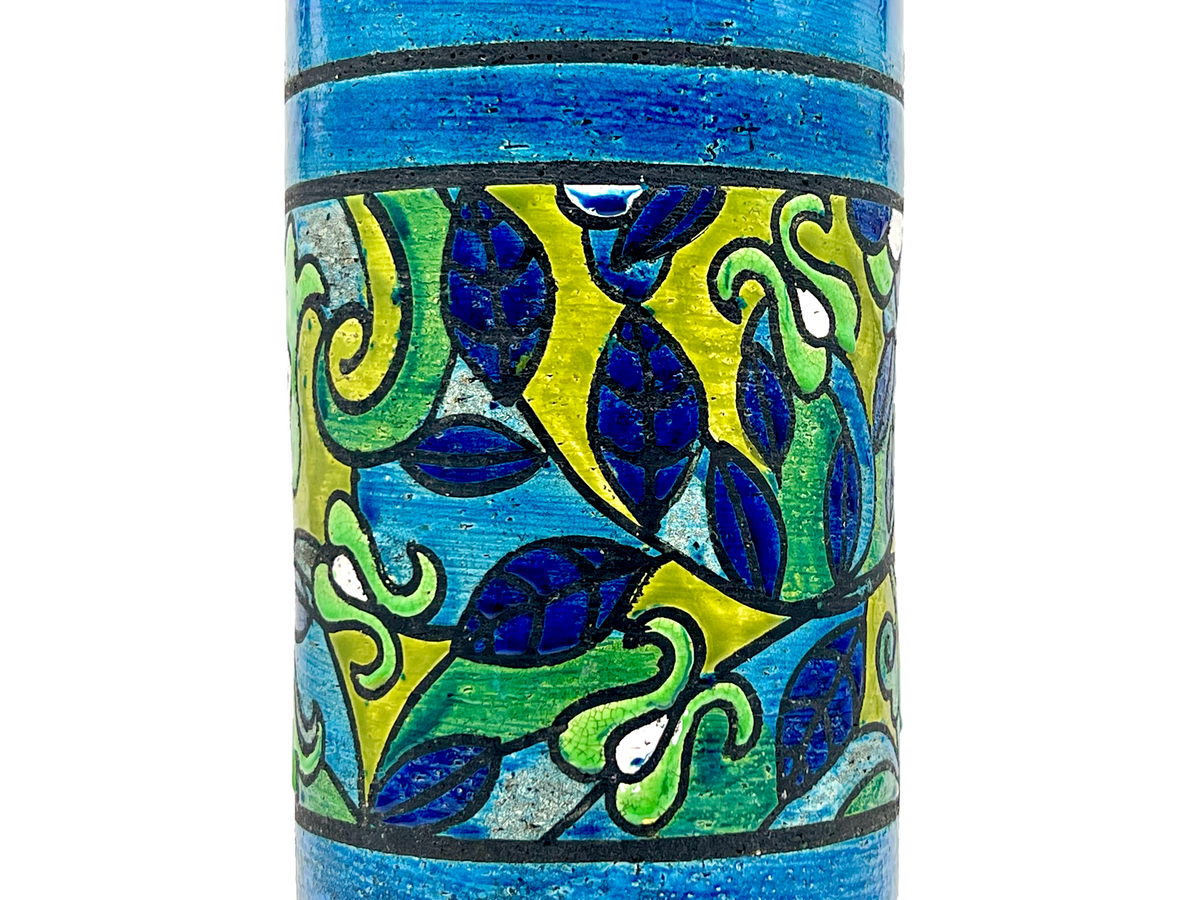 Bitossi (Italy) 'Art Nouveau' in Blue, XXL 19" Floor Vase / Umbrella Stand *RARE FIND*