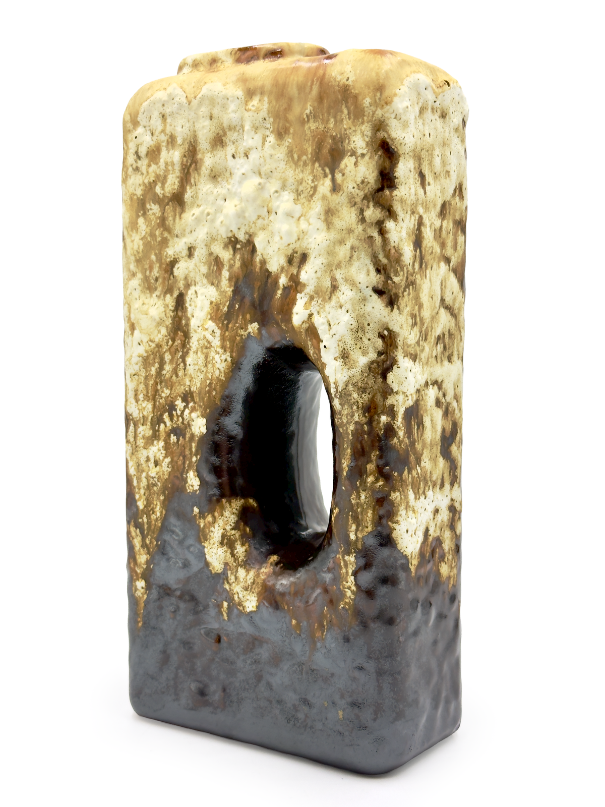 Marei Keramik (West Germany) Cream and Dark Brown, 10" Vase | Model #2004