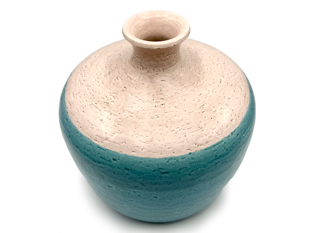Bitossi (Italy) 8.5" Ball Vase, in Pink/Turquoise