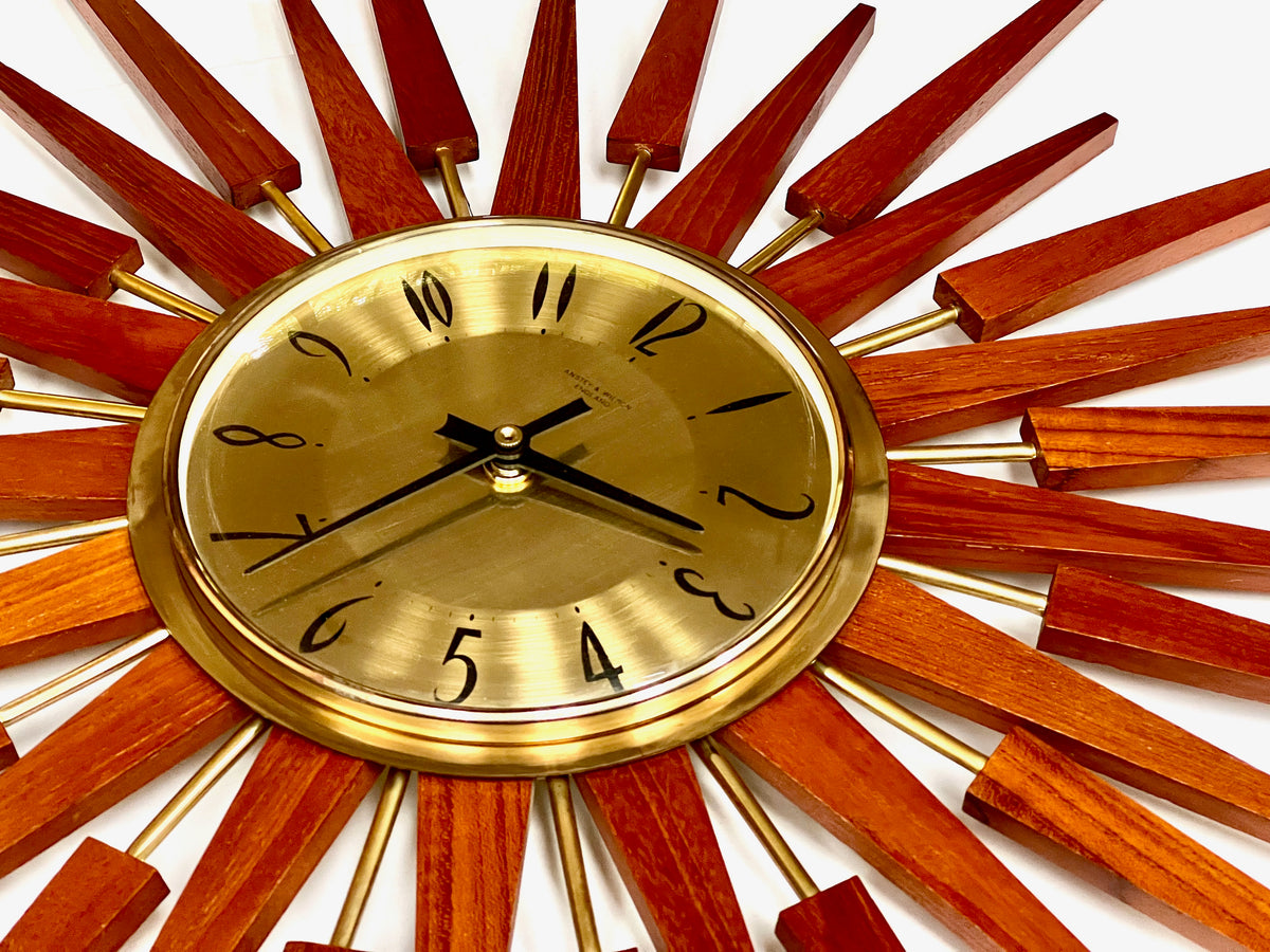 Reloj de pared Starburst XL de 25" de Anstey &amp; Wilson (Inglaterra) | Circa 1960