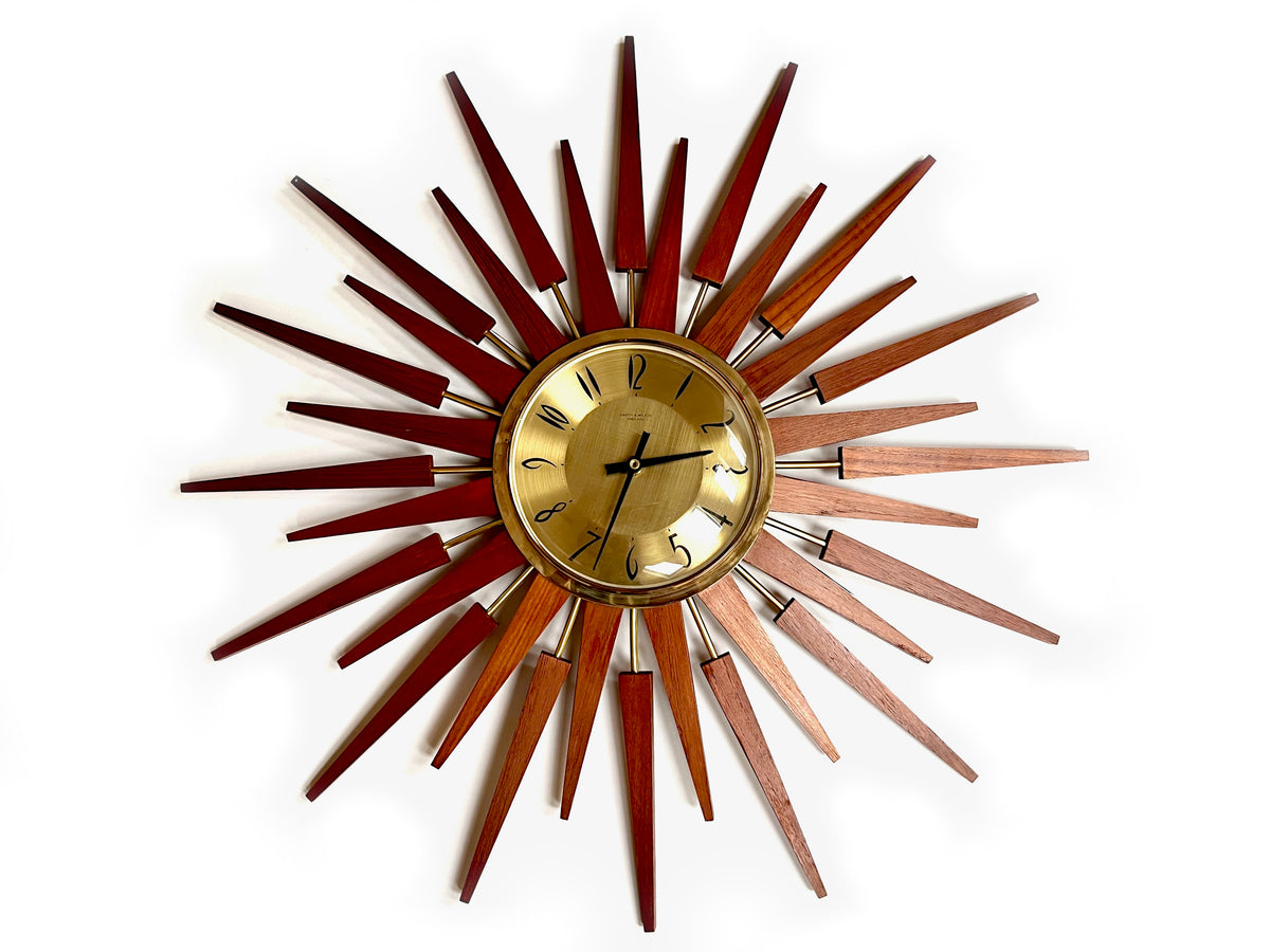 Reloj de pared Starburst XL de 25" de Anstey &amp; Wilson (Inglaterra) | Circa 1960