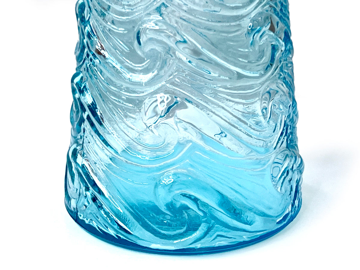 Tall 22" Decanter/Bottle, 'Wave' in Ice Blue | Made in Empoli, Italy (Resin Stopper)