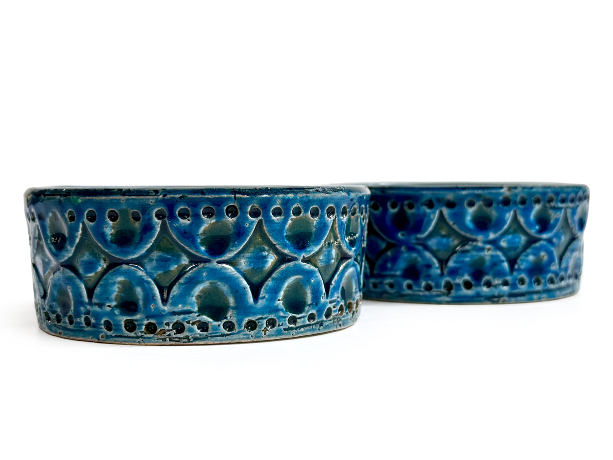 Bitossi (Italy) 'Torcello' in Blue, 4" Candle Holders [Set x2]