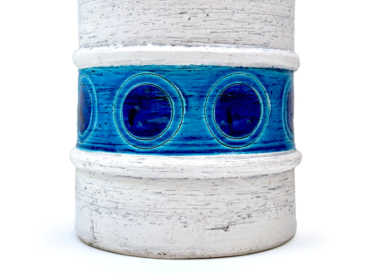Bitossi (Italy) 'Ikano' in Blue/White, XL 31" Table Lamp, with Hand-Made Lampshade (Vintage Fabric)