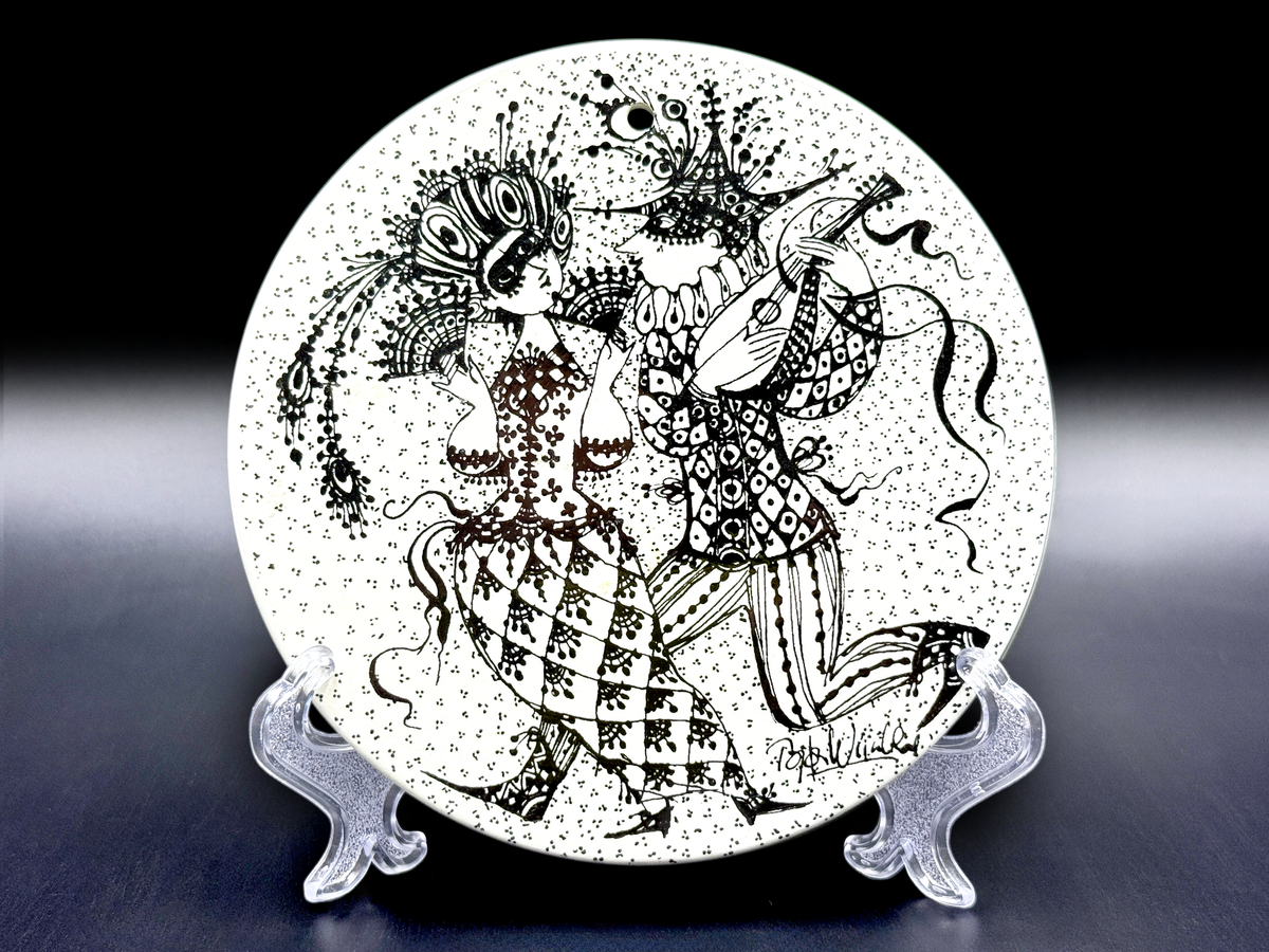 Nymølle (Danemark) Calendrier Plaques - Février 'Maskerade' 6" Plaque murale | Conçu par Bjørn Wiinblad