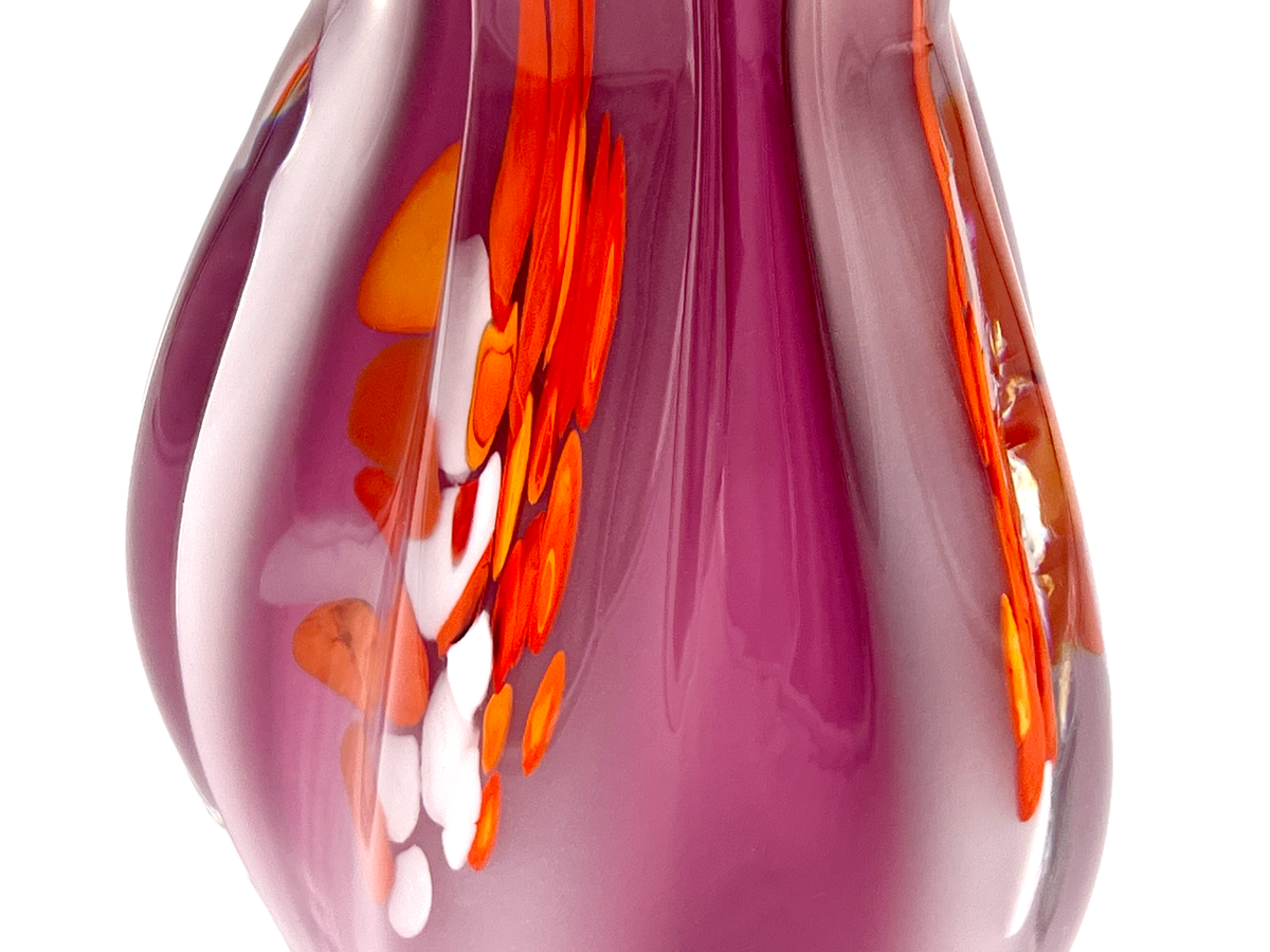 Vase en verre artistique de 26,7 cm, rose/rouge/blanc, de la gamme Narumi « Fantasy » de Sanyu Glass (Japon)