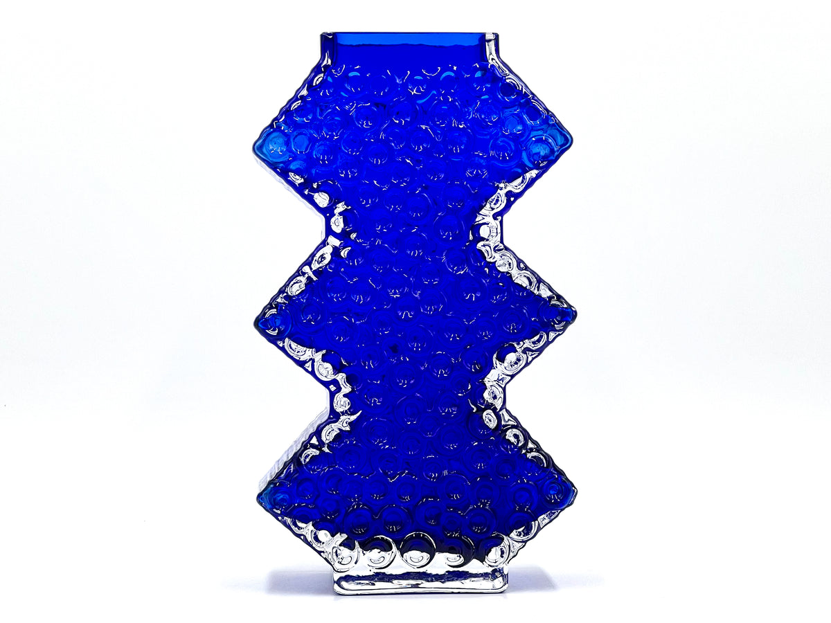 Vase Smålandshyttan (Suède) 21,5 cm, bleu cobalt | Conçu par Josef Schott *DÉCOUVERTE RARE*