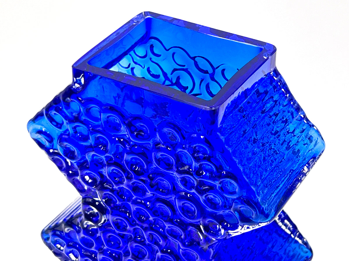 Vase Smålandshyttan (Suède) 21,5 cm, bleu cobalt | Conçu par Josef Schott *DÉCOUVERTE RARE*