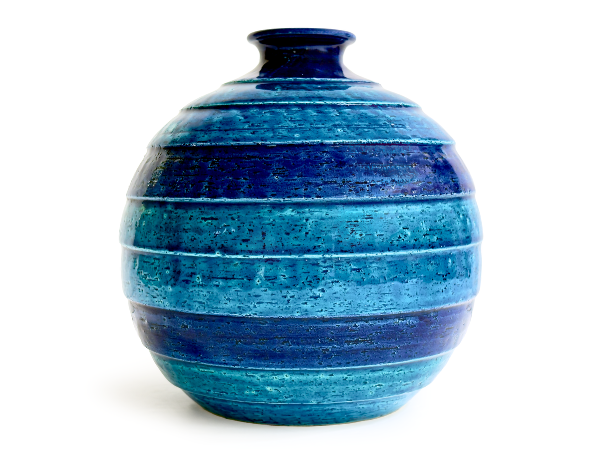 Bitossi (Italy) 'Cordova' in Blue, 8" Ball Vase *RARE FIND*