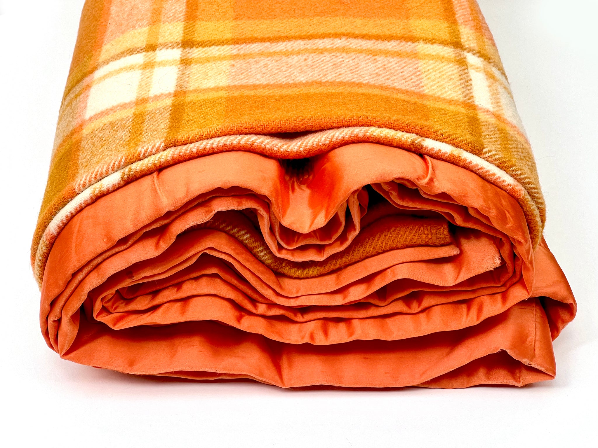 Vintage Plaid Australian Wool Blanket Orange That Retro Piece