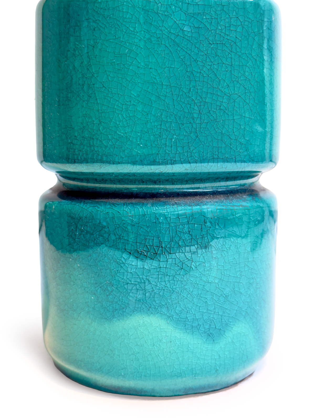 Ellis Ceramics (Australia) XL 33" Table Lamp in Turquoise, with Hand-Made Lampshade (Vintage Fabric)