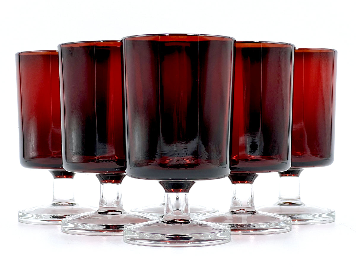 Luminarc (France) 'Cavalier' in Ruby, White Wine Glasses [Set x6] - That Retro Piece