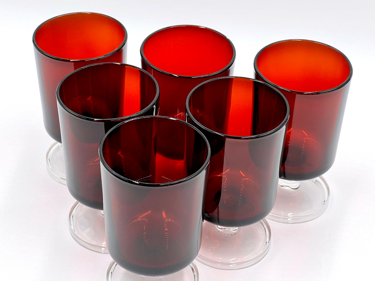 Luminarc (France) 'Cavalier' in Ruby, White Wine Glasses [Set x6] - That Retro Piece